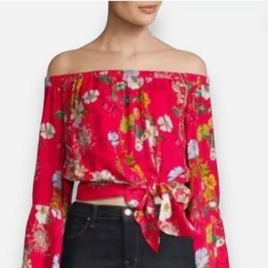 Parker silk off-shoulder red top